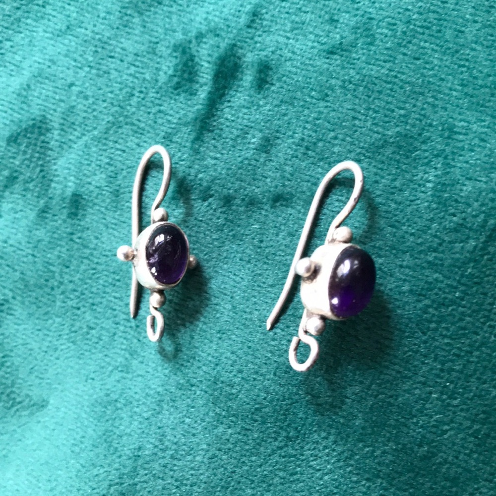 Silver and Amethyst Wirework Earrings